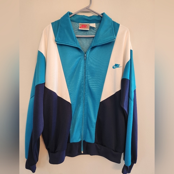 Nike Jackets & Blazers - Nike Teal and Navy Colorblock Jacket SIZE L